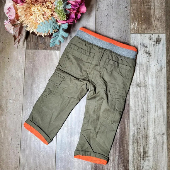 NWT Cat & Jack Straight Leg Casual Boy Pants Size 12m Green Orange - Picture 2 of 12